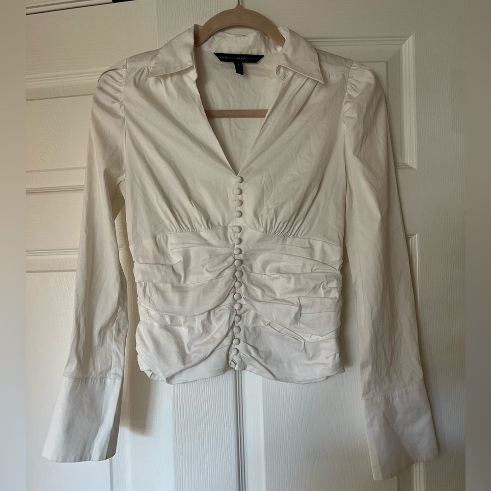 White House Black Market White top ruched
